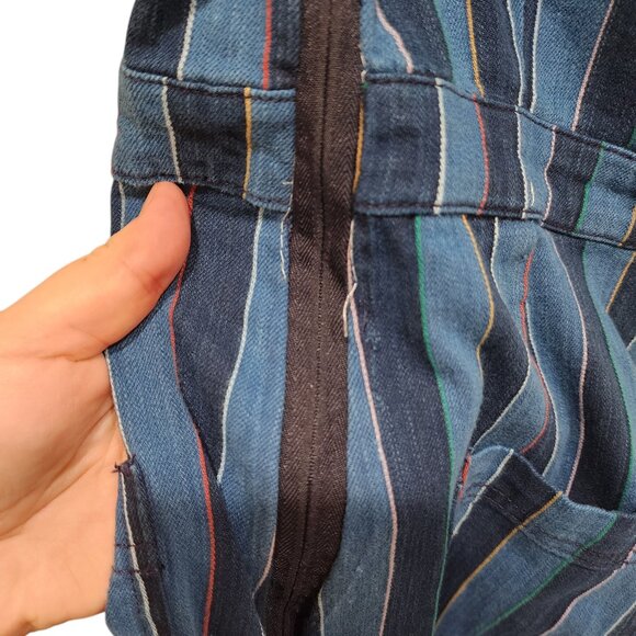 Anthropologie Blue Striped Women's Jeans Overalls size 16 but fits like size 12 - Picture 9 of 14